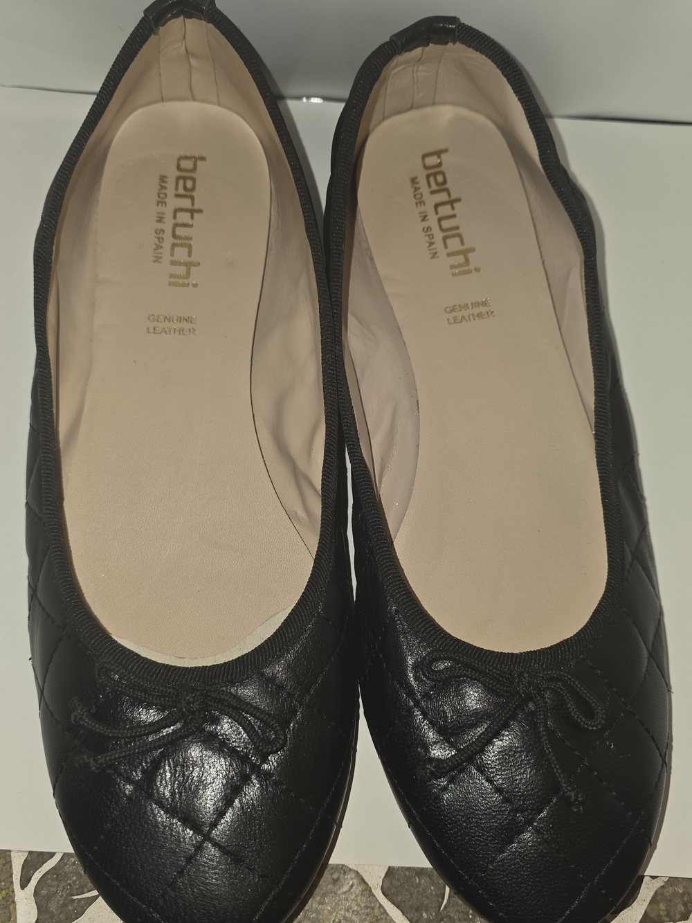 Bertuchi Black Quilted Leather Ballet Flats Made In Spain